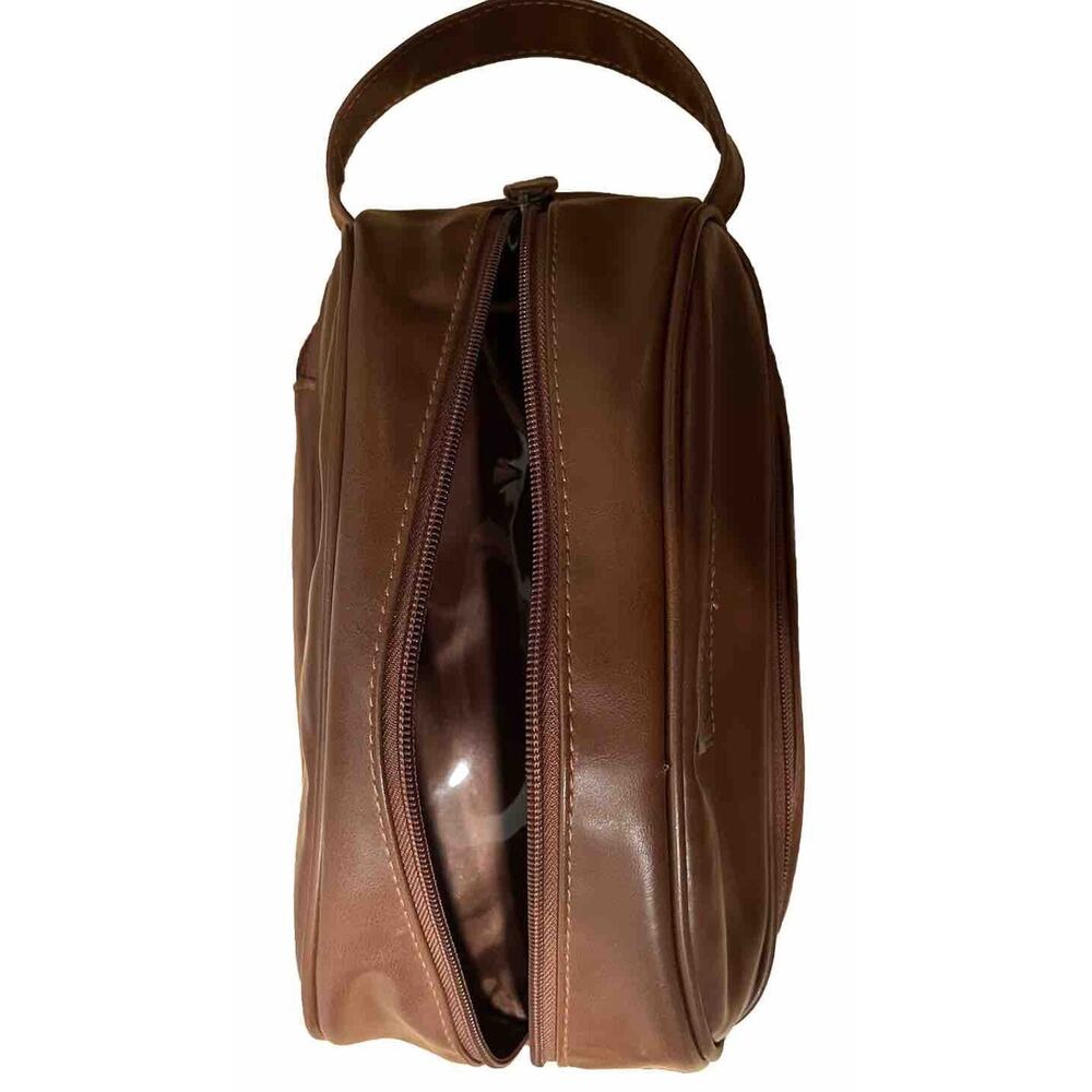 EUC ORIGINAL PENGUIN Leather Munsingwear Cosmetic /Toiletry Overnight Bag, Brown - Picture 7 of 7
